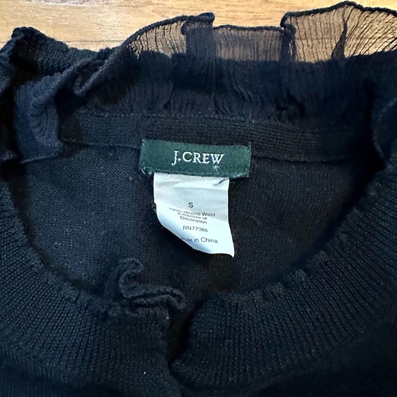 J. Crew black button up ruffle collar cardigan small - Picture 3 of 3